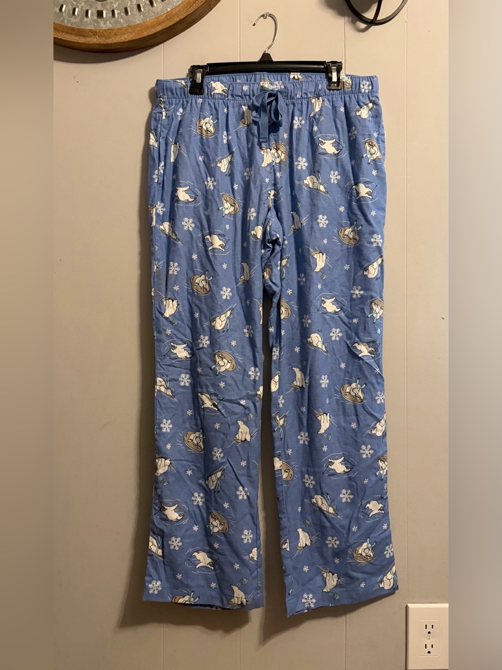 Old Navy Blue Polar Bear Print Flannel Pajama Bottoms
